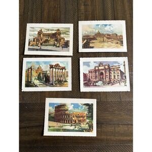 Lot 5 Vintage Roma Rome Italy Italia Unposted Postcard Fountain Coliseum Piazza